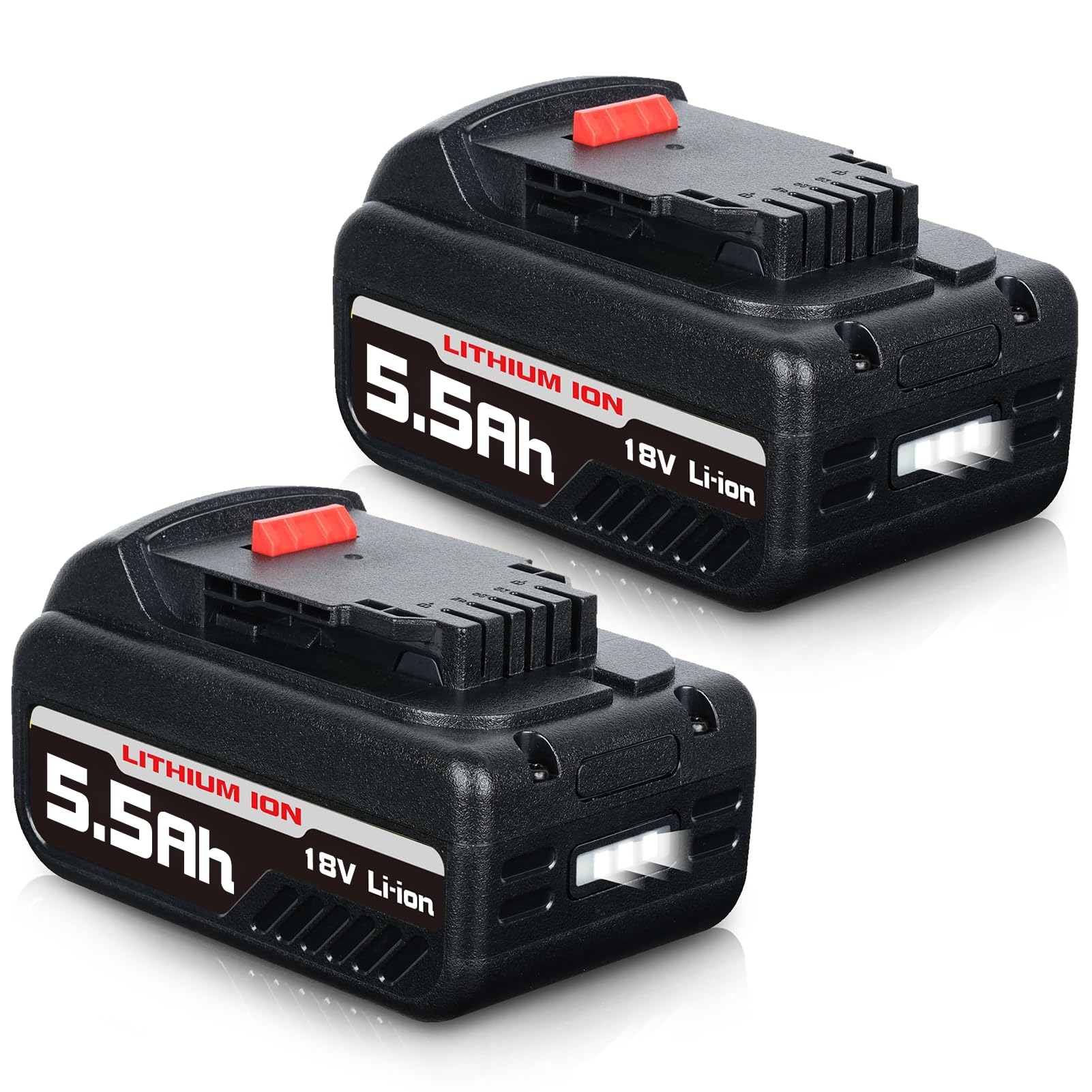 VANTTECH 18V 5.5Ah DCB200 Lithium Ion Battery Replacement for DeWalt 18V Battery DCB184 DCB180 DCB181 DCB182 DCB200 DCB201 DCB204 DCB204-2 Cordless Tools 2 Pack
