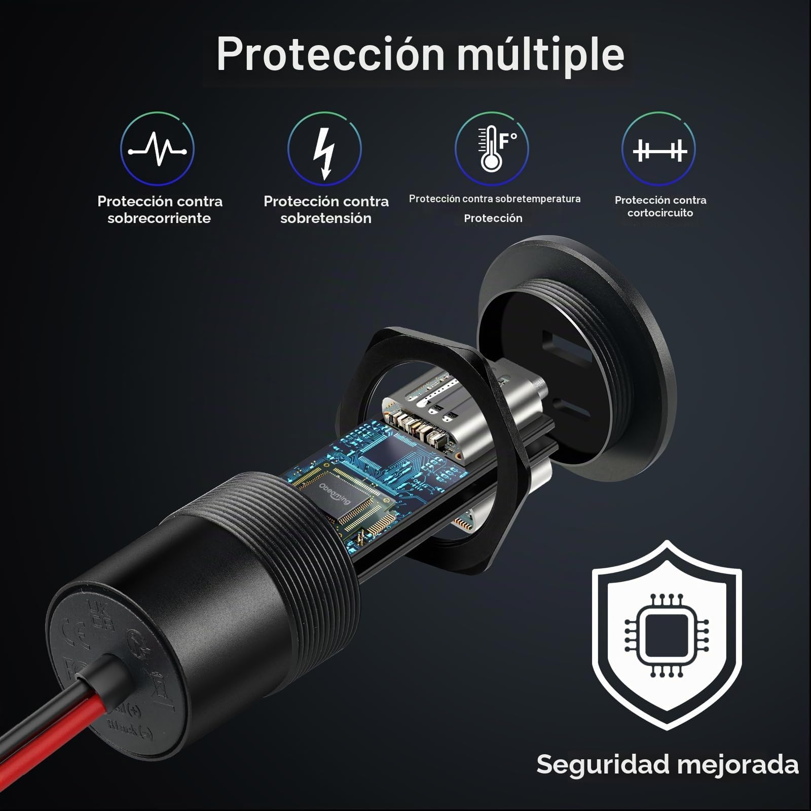 Aluminio Toma USB 12V Camper Cargador, Doble Puerto PD3.0 USB-C y QC3.0 USB-A Enchufe Carga Rápida, para Coche Autocaravana Barco Camión Caravana(2PCS)