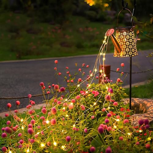 Luces solares colgantes para regadera, luces solares para jardín exterior, patio, porche, césped, patio trasero, paisaje, camino, patio, exteriores,