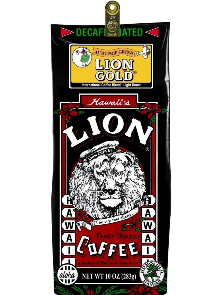 Hawaiian Lion Gold Coffee Ground Decaf 10 oz. Bag