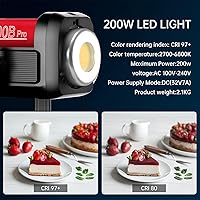 Vista 5 de GVM - Kit de iluminación continua de luz de estudio LED de 200 W para control de red de malla Bluetooth/DMX, 45400lux/3.3 ft con grabación de video