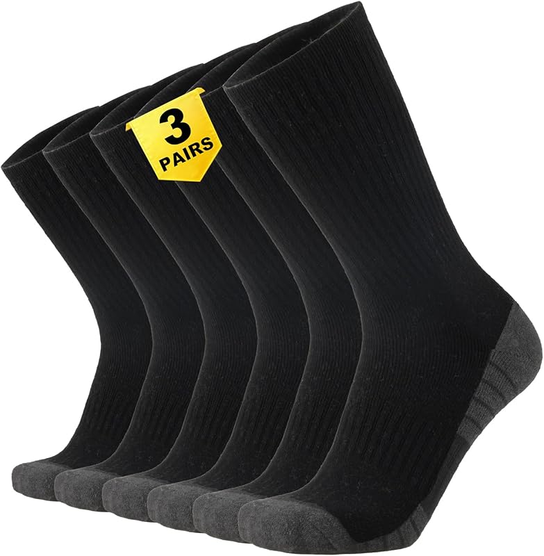 ONKE medias de trabajo atléticos para hombres, acolchados resistentes, absorben la humedad | Algodón, tecnología seca, suave y cómodo, control de olores, transpirable, cómodo, duradero, antiampollas, soporte para el arco, talla M/L/XL, paquete de 6