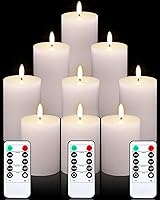 Vista 1 de VIHOSE White Flameless Candles Set Flickering LED Flameless Candles with Remote and Timer Flat Top Battery Operated Candle for Wedding Outdoor Home