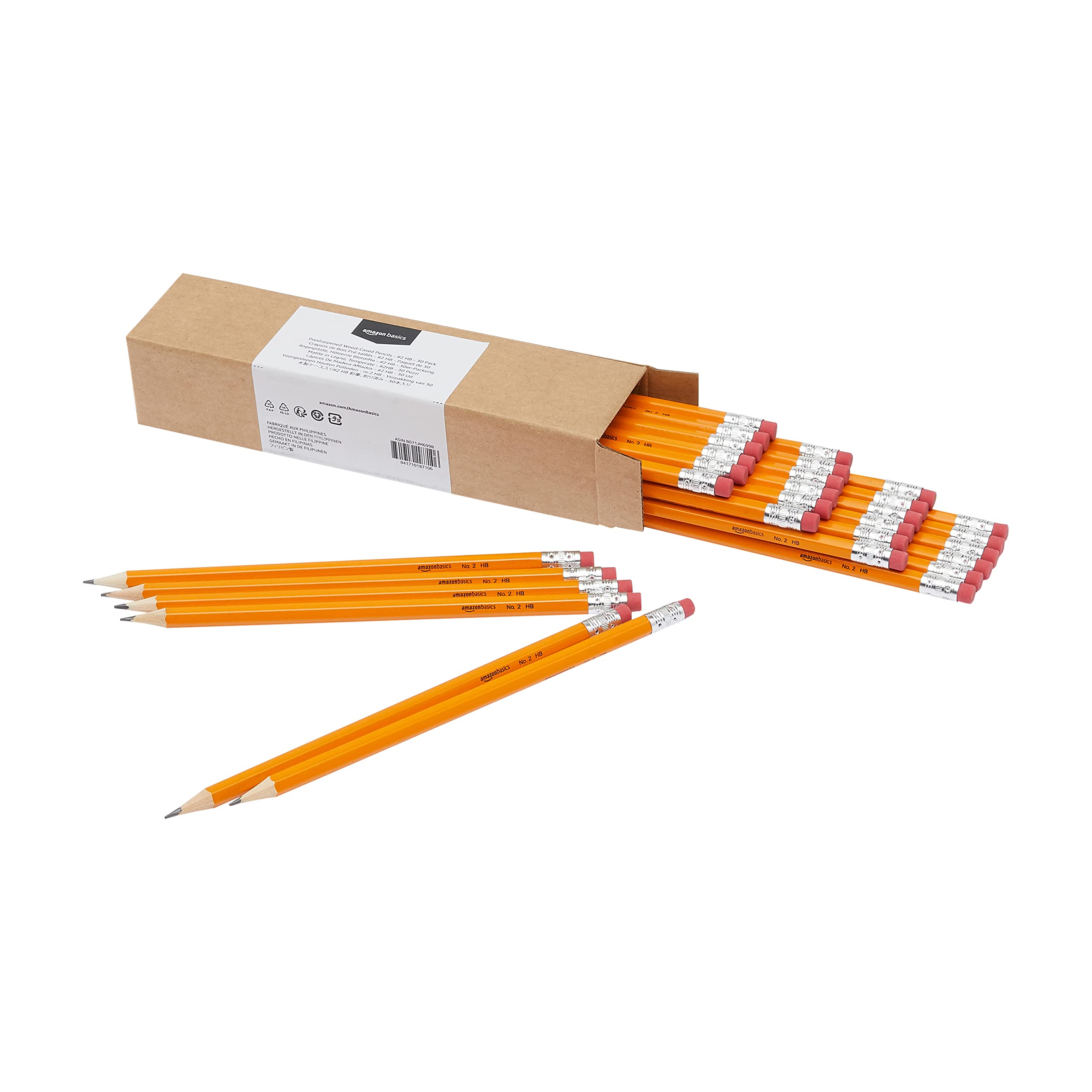 amazon basics woodcased classroom 2 pencils with erasers pre-sharpened hb lead value pack of 30 count orange