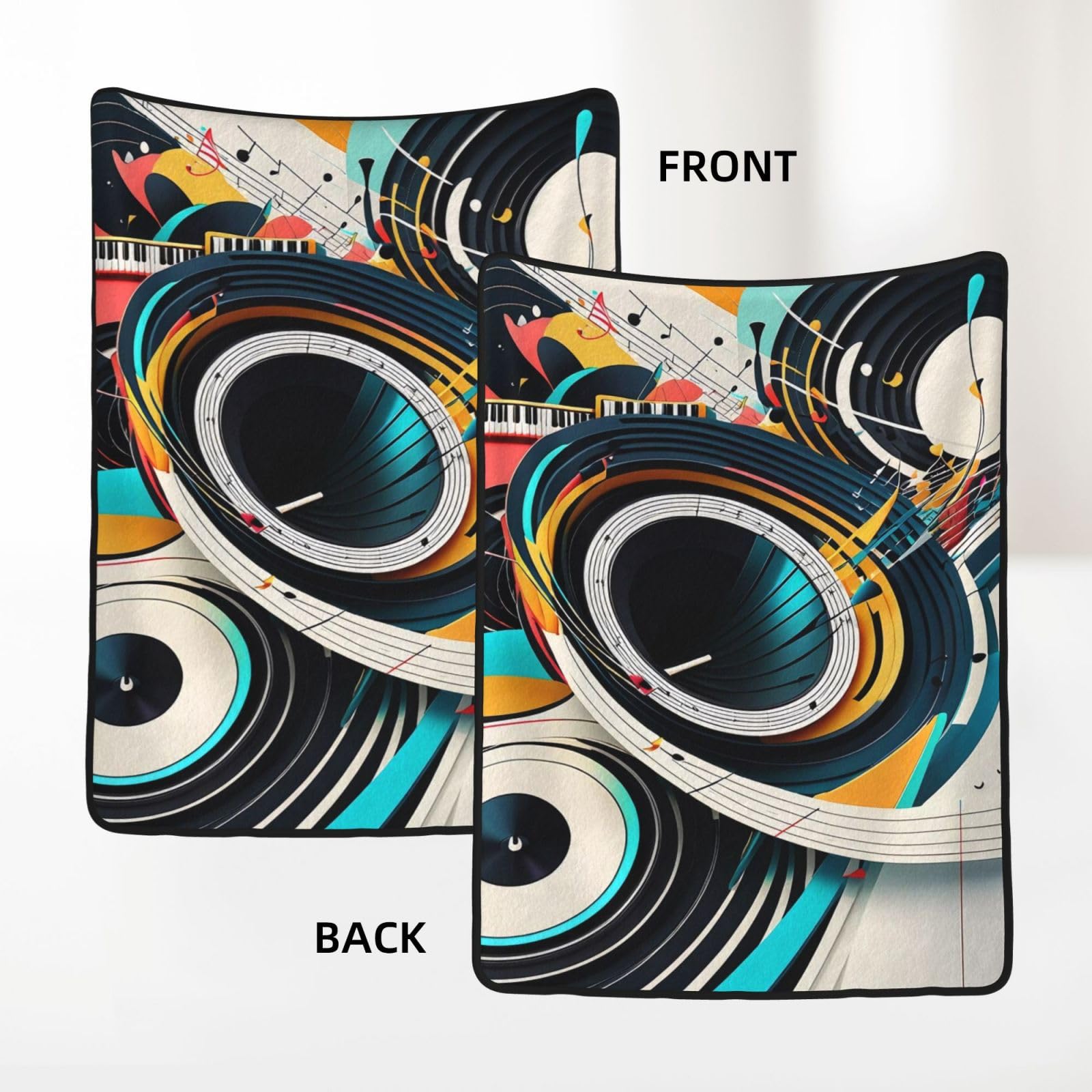 Coperta di flanella a doppio strato stampata con musica astratta, 152,4 x 203,2 cm, coperta personalizzata, coperte ponderate per adulti