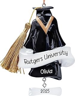 Personalized Graduation Christmas Ornament 2025 | Grad Gown with Cap Tassel & Scroll for Xmas Tree | High School College Bachelor Master's Degree PhD Graduate Keepsake | Custom Name & Year