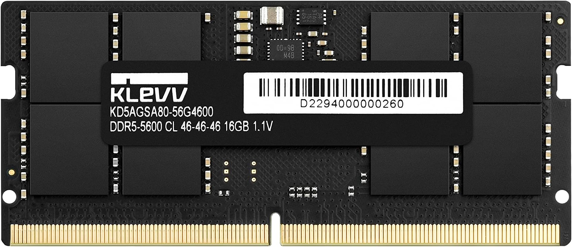 KLEVV DDR5 16GB (1x16GB) 5600MHz CL46 SODIMM SK Hynix A-Die Laptop Ram Memory 1.1V (KD5AGSA80-56G460A)