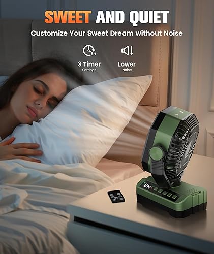 Miniatura 6 de Ventilador de campamento con pilas, recargable con luz de estrellas, 20000 mAh, funciona con pilas, ventiladores de escritorio de 5 velocidades con