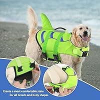 Vista 163 de Chaleco salvavidas de tiburón para perro, chaleco salvavidas ajustable para nadar con asa de rescate