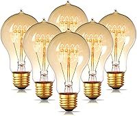 Vista 1 de Jslinter Pack de 6 bombillas Edison de 60 W, bombillas incandescentes A19 antiguas, vintage, de estilo antiguo, E26, regulables, bombillas ámbar