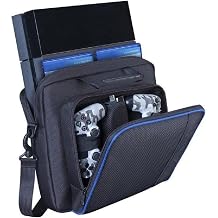 Compatible with PS4/PS4 Pro/PS4 Slim Carrying Case, Shoulder Bag, Game Console Storage, Protective Case, Lightweight, Waterproof, Shock Absorption, Large Capacity, Controllers & Game Software
