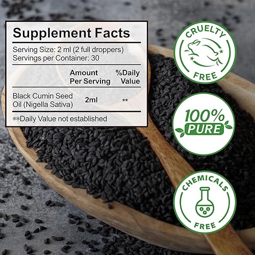 Miniatura 7 de Aceite de Semilla Negra  Aceite de Semilla Negra 100% puro sin refinar, orgánico natural prensado en frío con 2% TQ y una armonía dinámica de Omegas