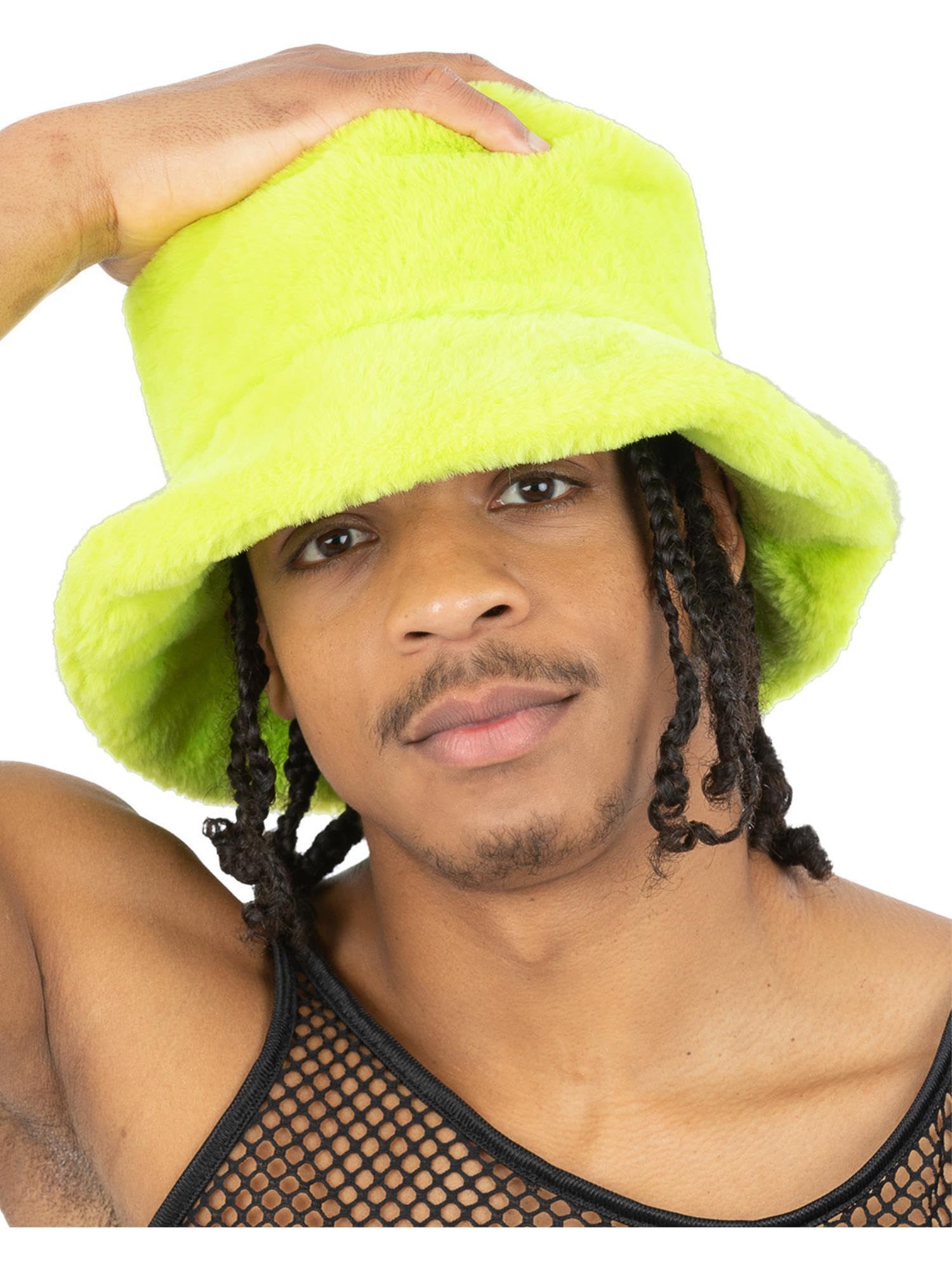 Smiffys 90s Green Fur Bucket Hat, 1990's Fancy Dress, 1990s Dress Up Hats