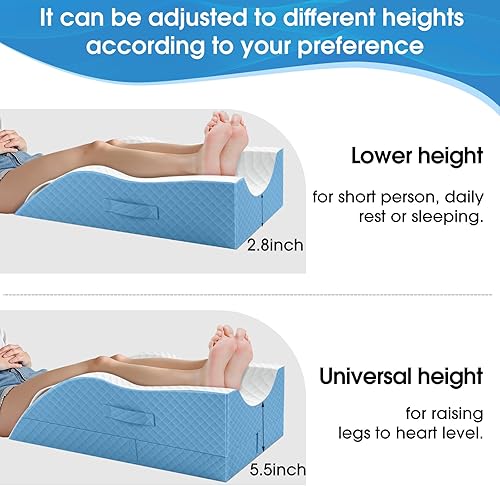 Miniatura 6 de Almohadas de elevación para pierna después de la cirugía, almohada de cuña ajustable de espuma viscoelástica para lesiones o descanso, almohada de