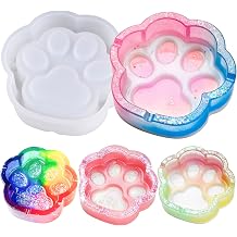 NiArt Cat Paw Ashtray/Coaster Epoxy Resin Casting Double-Side Silicone Mold Kit Extra Fine Silver Glitter Jewelry Box Candle Holder Soap Dish DIY Art Craft Home Decor Ornament Gift Agate Dog Pet Print