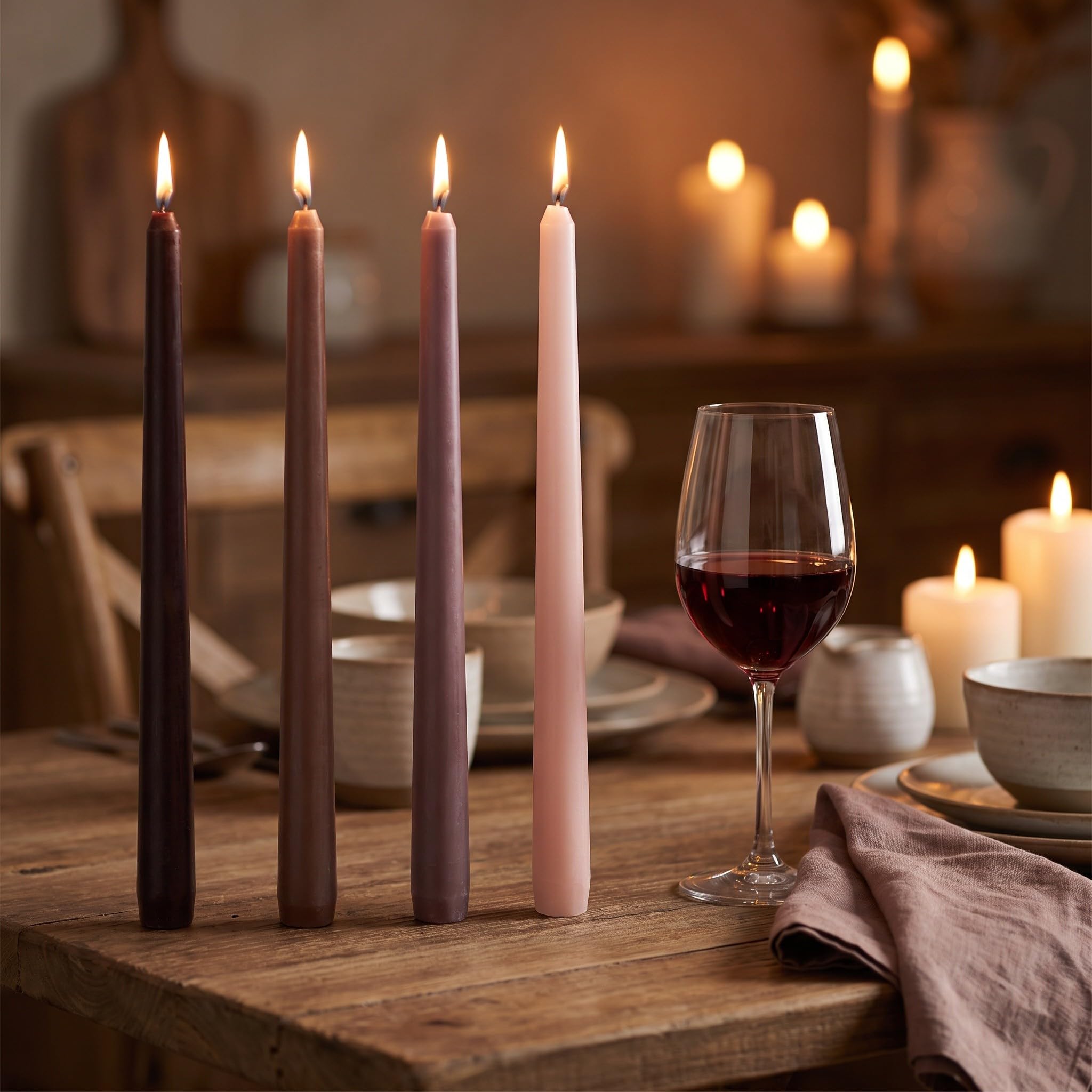 Toddmomy Set de 8 Velas Cónicas Marrón de 25 Cm, Cera Vegetal con aroma a Café, Velas altas decorativas de larga Duración de 6 Horas para Boda, Navidad, Restaurante y Centro de Mesa