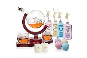 Aromatic Ambiance: Premium Scented Reed Oil Diffuser Set with Whiskey Globe Decanter
