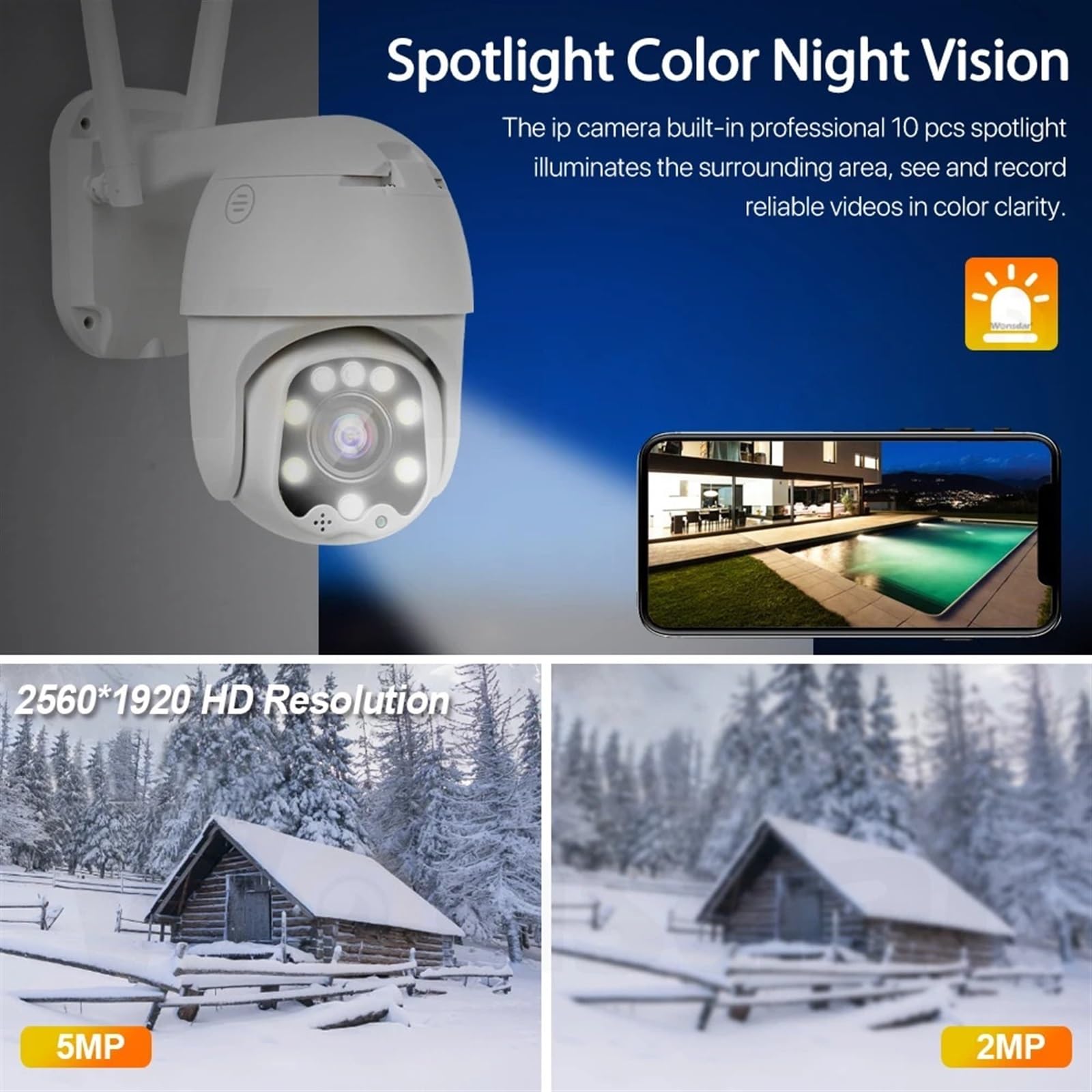 Kamery bezpieczeństwa, Kamera 5MP 4G zewnętrzna kamera ochrony PTZ AI wykrywanie człowieka H.265 IP karty SIM bezprzewodowa do monitoringu CCTV(4mm,WIFI Add 128G)