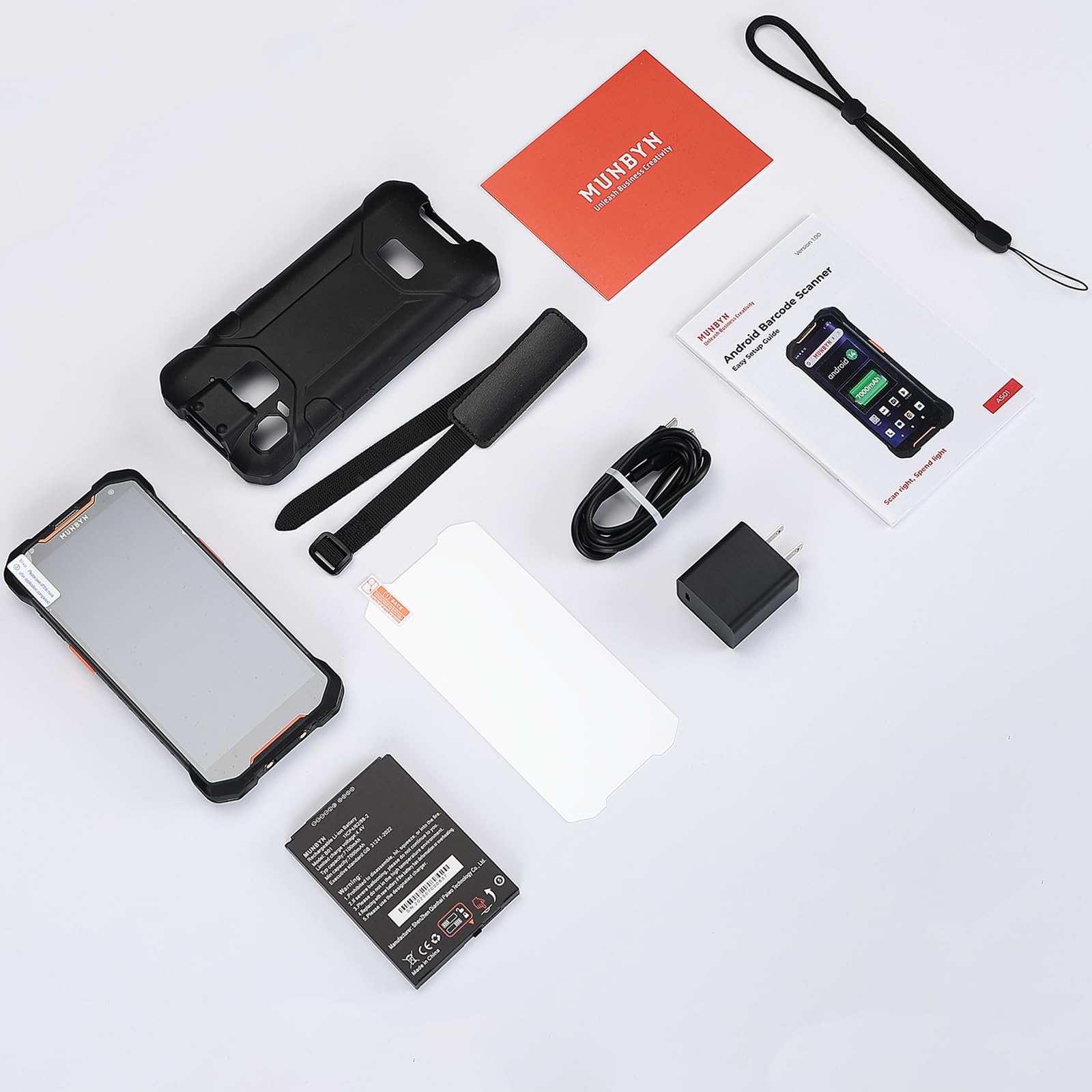 MUNBYN AS01 Android 14 Barcodescanner, 6” Bildschirm, Mobiler Computer Handheld PDA mit 16-stündigem Arbeitstag, SE4710 Zebra Scanner,4GB+128G,1D/2D/QR, Upgrade auf zukünftiges Android 18 möglich