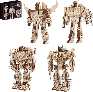 3D Wooden Puzzles Robot for Adults 4 in 1-660+pcs Wooden Model Kit, DIY Assembly Robot Building Kit, Craft for Men Women Hobbies for Birthday & Christmas