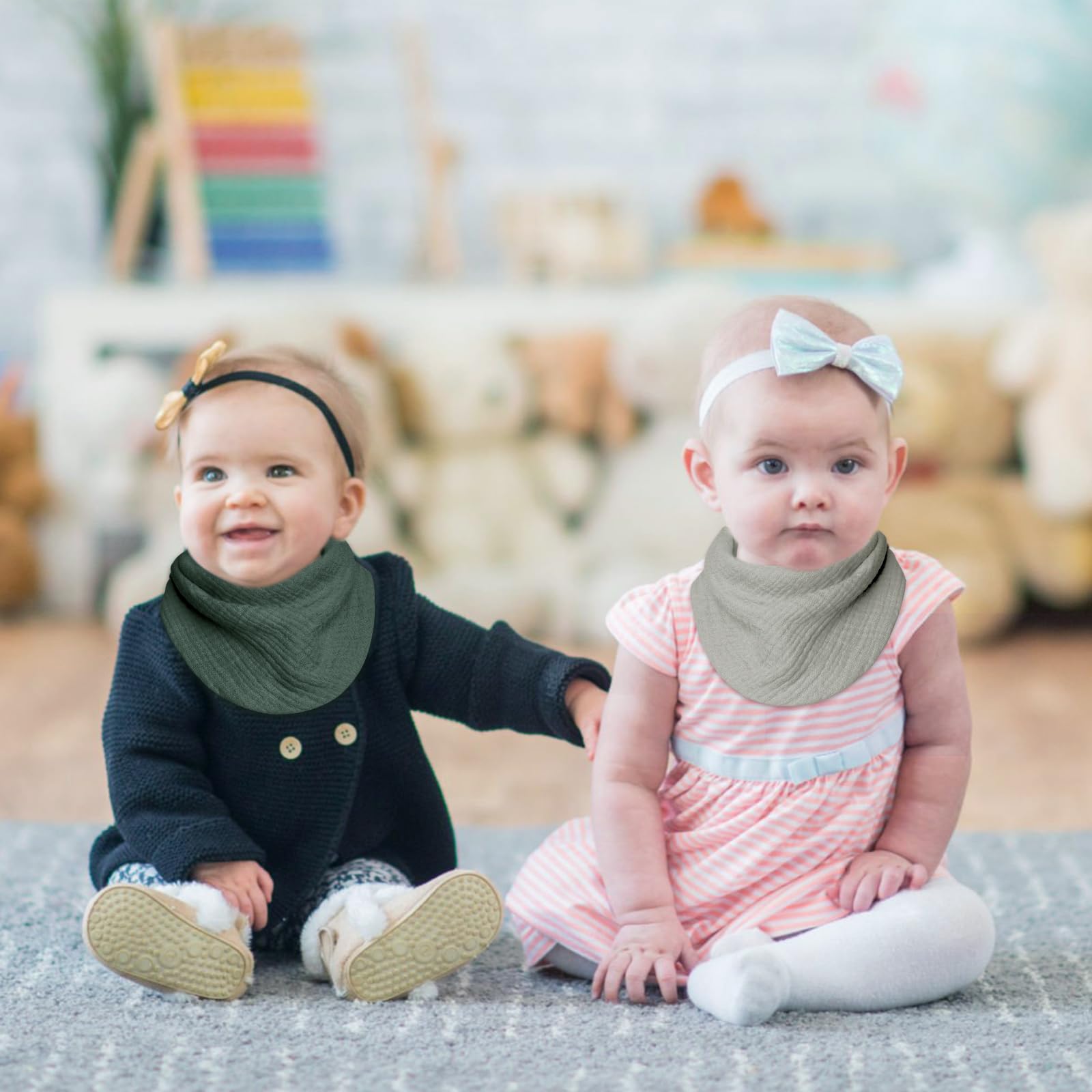 Lulu moon Bebe Baberos de 100% Algodón Muselina, Baberos para Bebé Niño Niña Unisexo 8 Paquetes