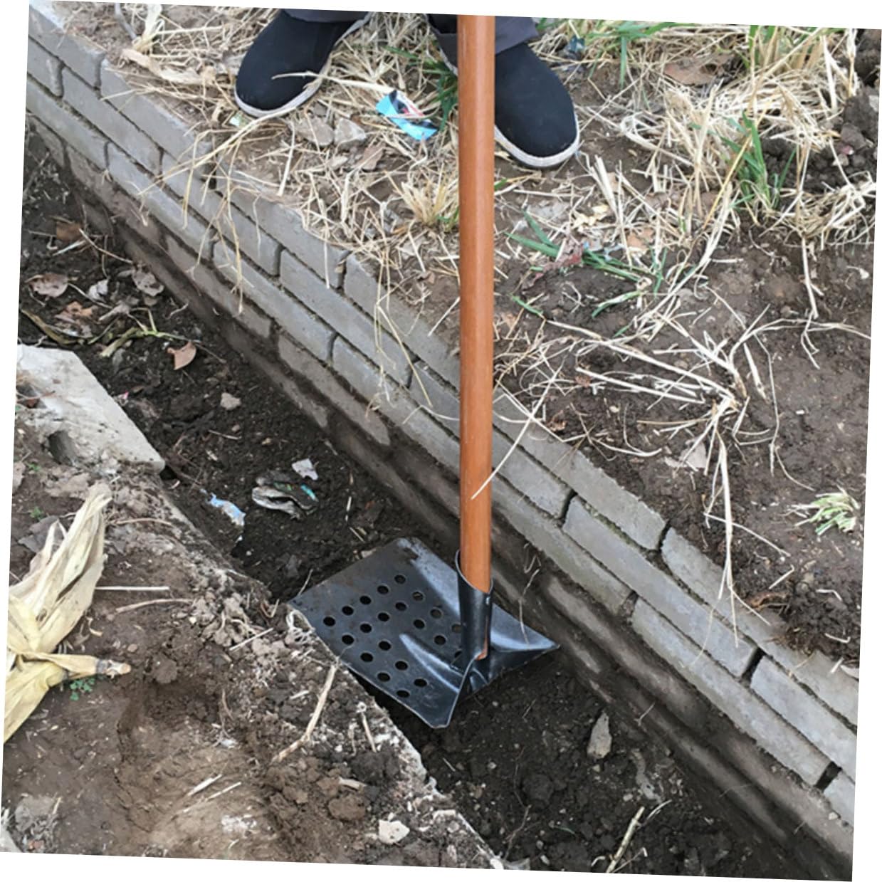 Homoyoyo Metallene Exkrementschaufel mit Flacher Spitze Robuste Gartenschaufel für Einfache Reinigung im Außenbereich Vielseitige Schaberschaufel aus Schwarzem Metall
