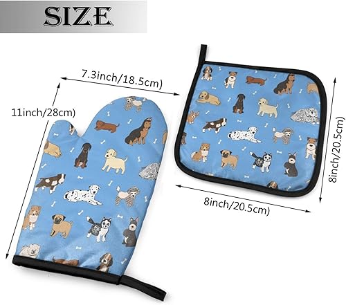 Miniatura 8 de Perinsto Juego de guantes de horno y soportes para ollas con degradado multicolor, resistentes al calor, arco iris, purpurina, guantes de cocina