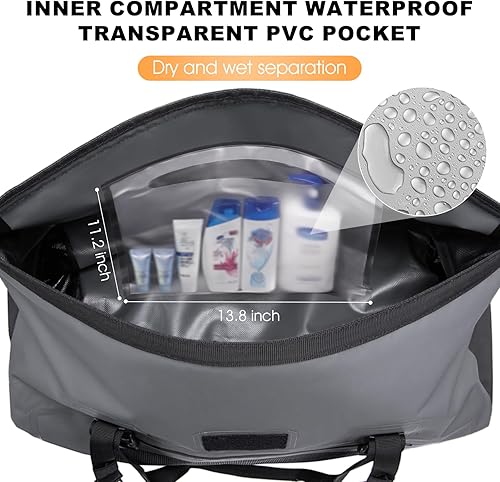 Miniatura 5 de Bolsa seca impermeable, bolsa trasera de motocicleta enrollable de 30 L con válvula de aire y correas de fijación rápida, bolsas de viaje para