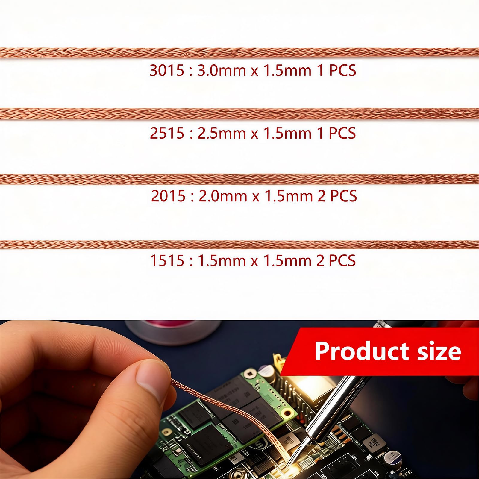 Set Da 6 Trecce Dissaldanti, Solder Wick Di Alta Qualità, Dimensioni Multiple (1.5/2/2.5/3mm), Per Rimuovere Stagno, Per Professionisti E Hobbisti