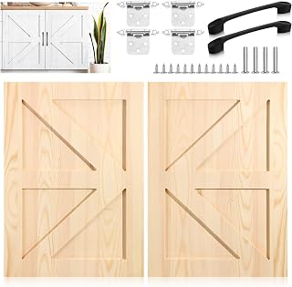 Sintuff 2 Sets 16.25'' W x 22.5'' H Unfinished Kitchen Cabinet Door Replacement with Hinges and Door Handles, Shaker Cabinet Doors Front Replacement for Kitchen Bathroom Vanity Closet