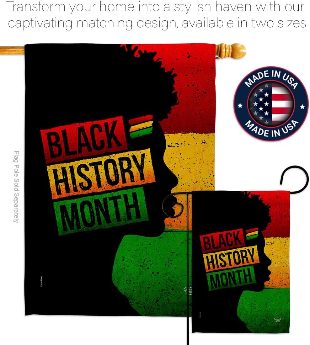 African History Month House Flag - Support Cause BLM Anti Racism Justice Revolution Movement Equality Social - Decoration Banner Small Garden Yard Gift Double-Sided Made In USA 28 X 40