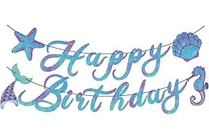 Mermaid Happy Birthday Banner - Shimmering Under the Sea Party Decorations