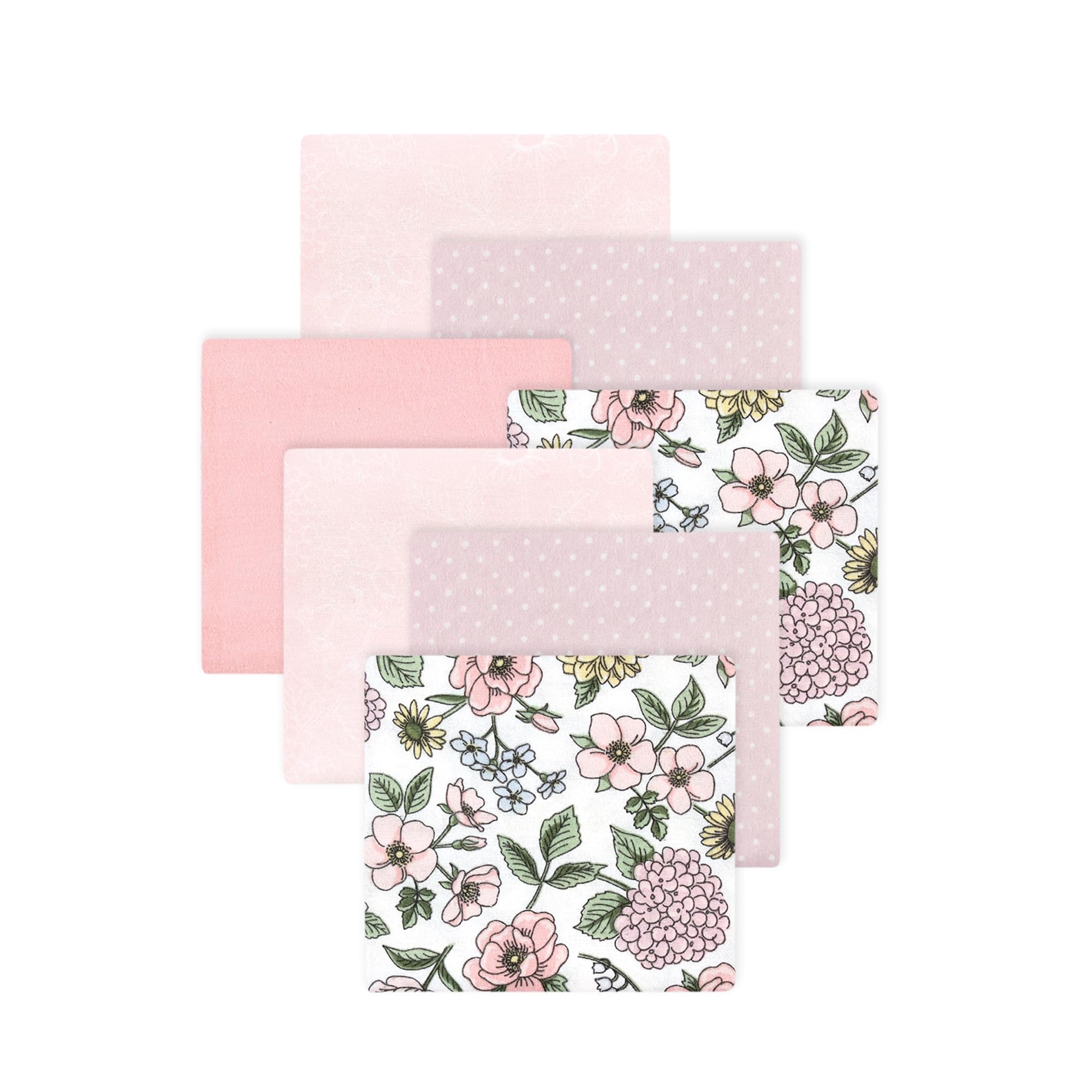 Little Treasure Hudson Baby Cotton Poly Flannel Receiving Blankets Multipack, Pink Vintage Blossom, 30x30 inches