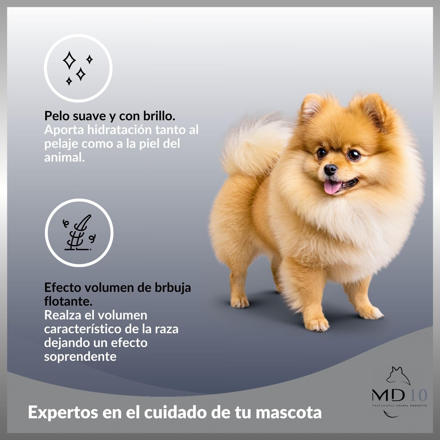 Pack Rutina Limpieza - Champú para Pomerania 300 ml + Spray Desenredante e Hidratante para Perros sin Aclarado 300 ml - Rutina de Higiene Completa para tu Perro Pomerania - MD10 Collection