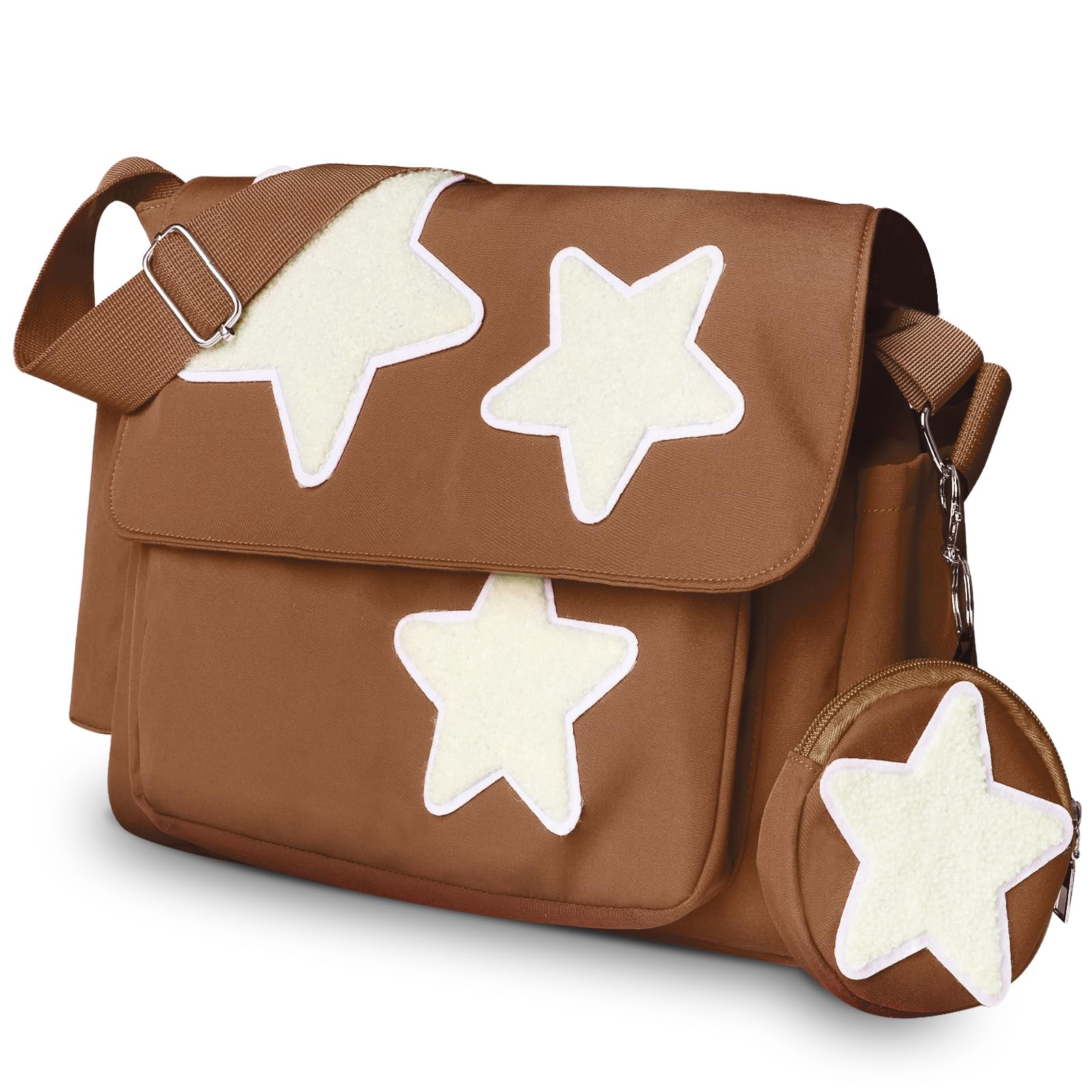 Y2K Messenger Bag for Women, Lightweight Spacious Stars Tote Purse with Cute Coin Purse, Crossbody Shoulder Bag