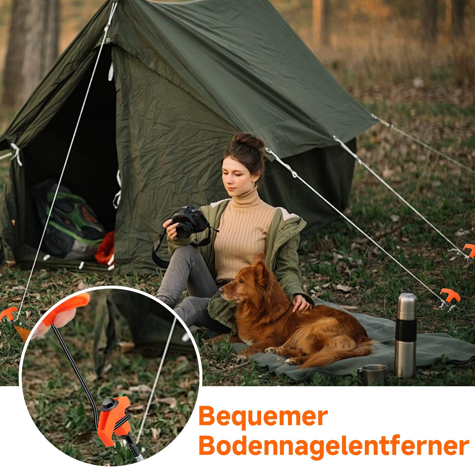 Zeltheringe Sturmsicher, 20cm Heringe Camping, Drehbare Zeltheringe mit Gewinde, Tellerkopfschrauben zum Schrauben mit Elektrophorese-Schicht, Stahl Schraubheringe Vorzelt, Erdnägel für Harte Böden
