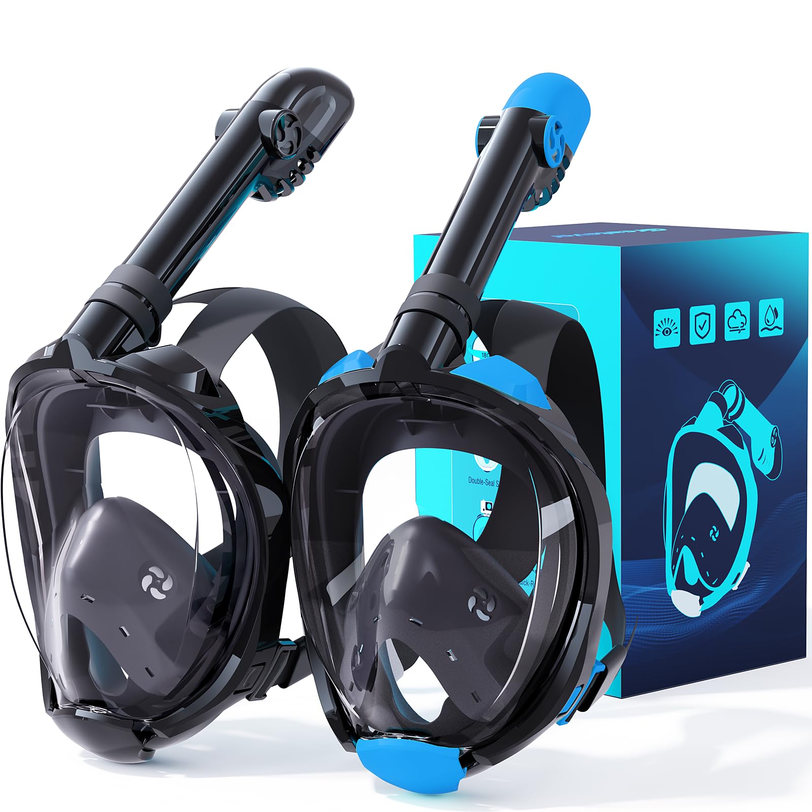 Greatever G2 Snorkeling Gear for Adults 2PCS Full Face Snorkel Mask