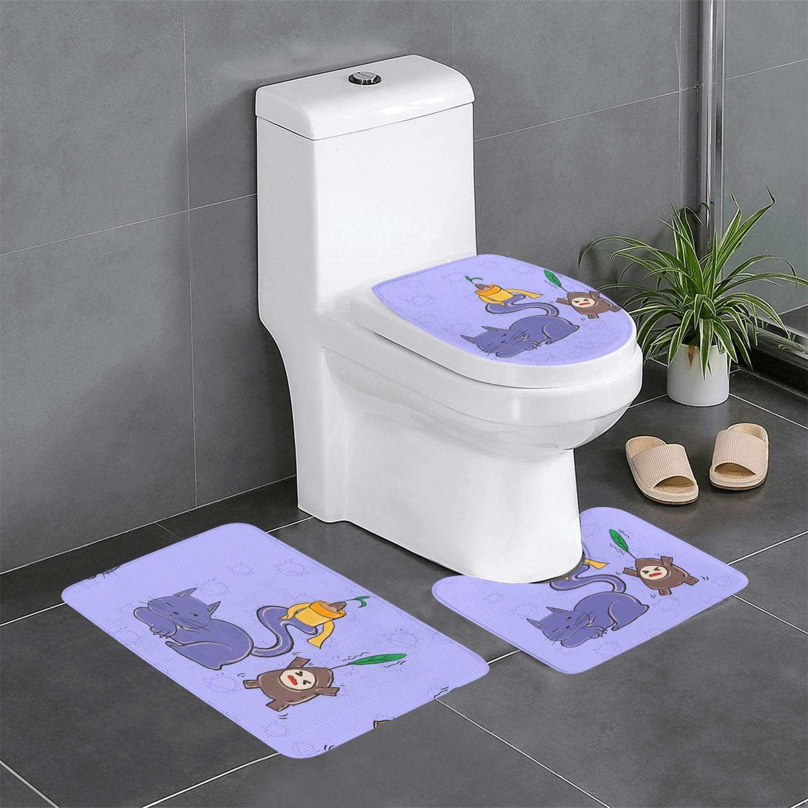 Tapis de salle de bain antidérapant lot de 3 pour éviter les glissades au WC