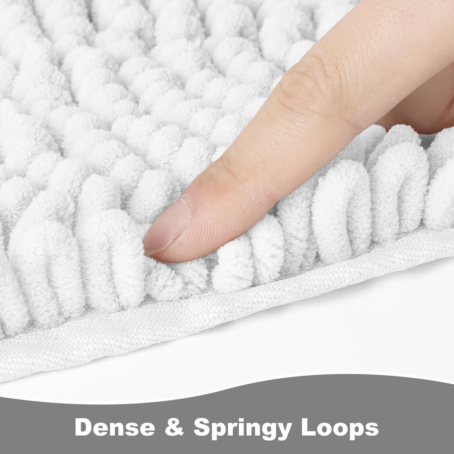 Thick Soft Absorbent Bath Rugs, Hot Melt Rubber Backing Bathroom Mat, Machine Washable Plush Bathroom Floor Mat, Bath Rugs Set for Tub Shower, Home Decor Accessories (White, 17"x24"+20"x30")