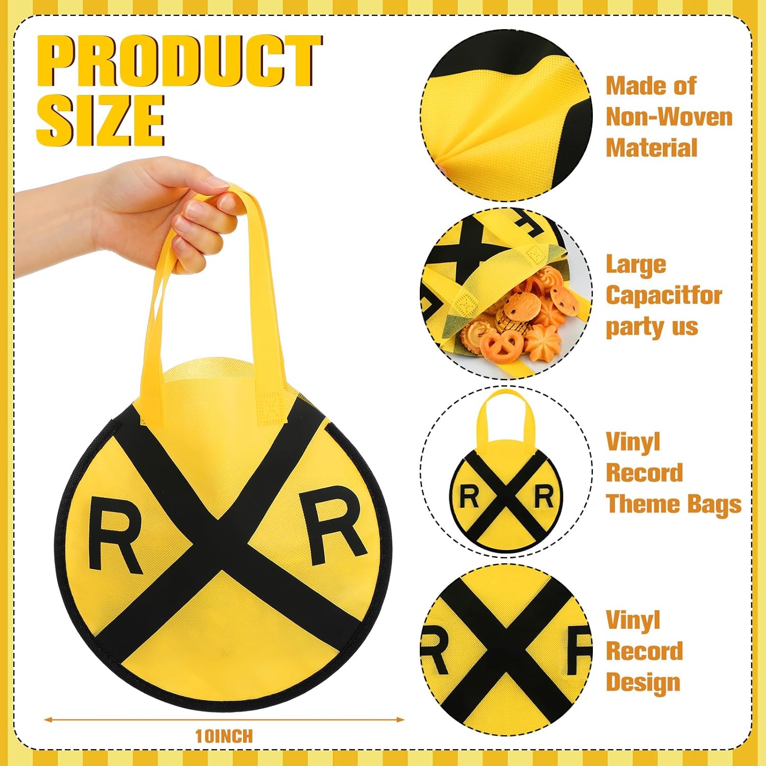 Tranqun 36 Pcs Train Party Favor Bags Railroad Non Woven Tote Bags Bulk with Handle for Train Railroad Themed Birthday Party Supplies - Image 2