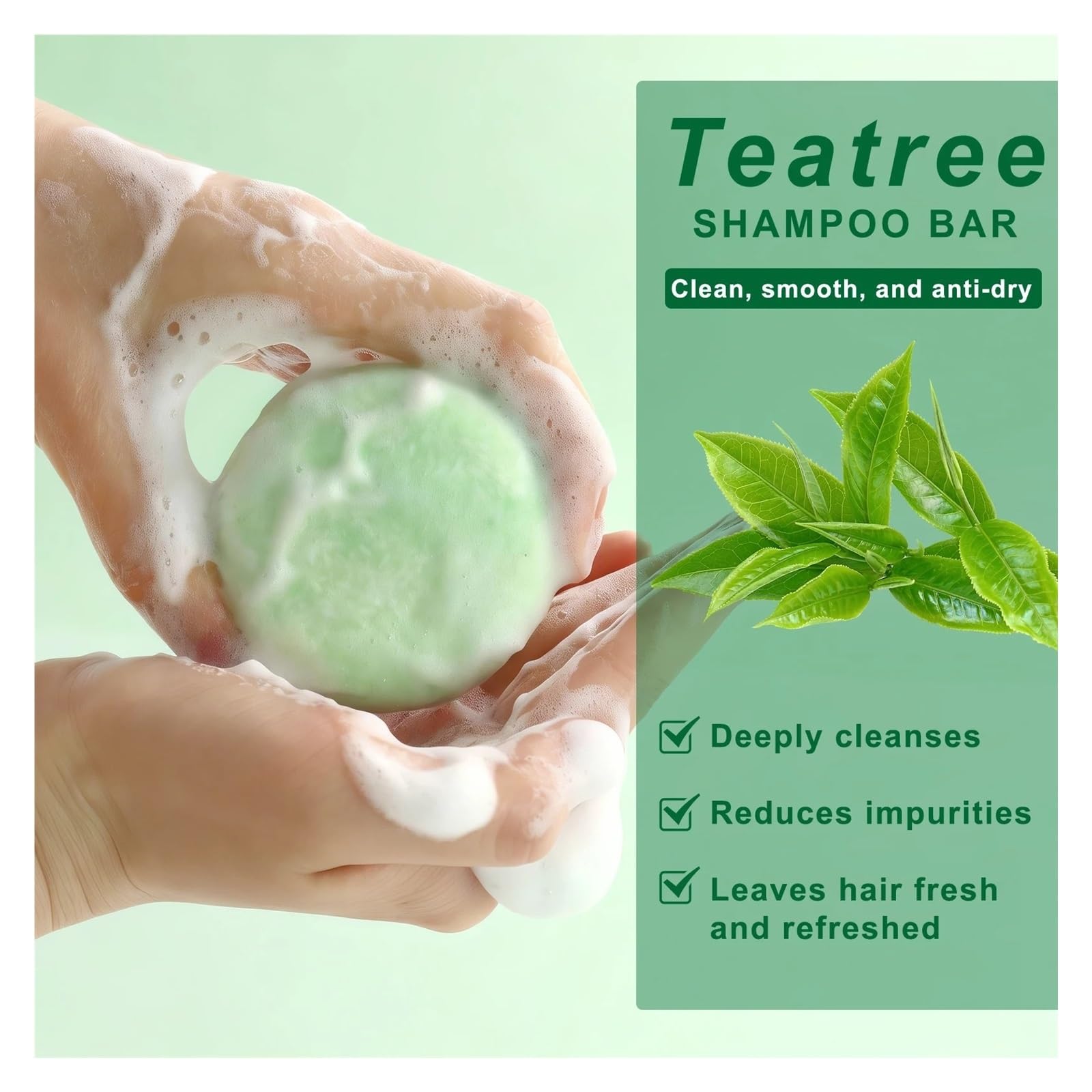 jabón de árbol de té Barra de champú árbol té natural Control aceite Caspa | [](60g)