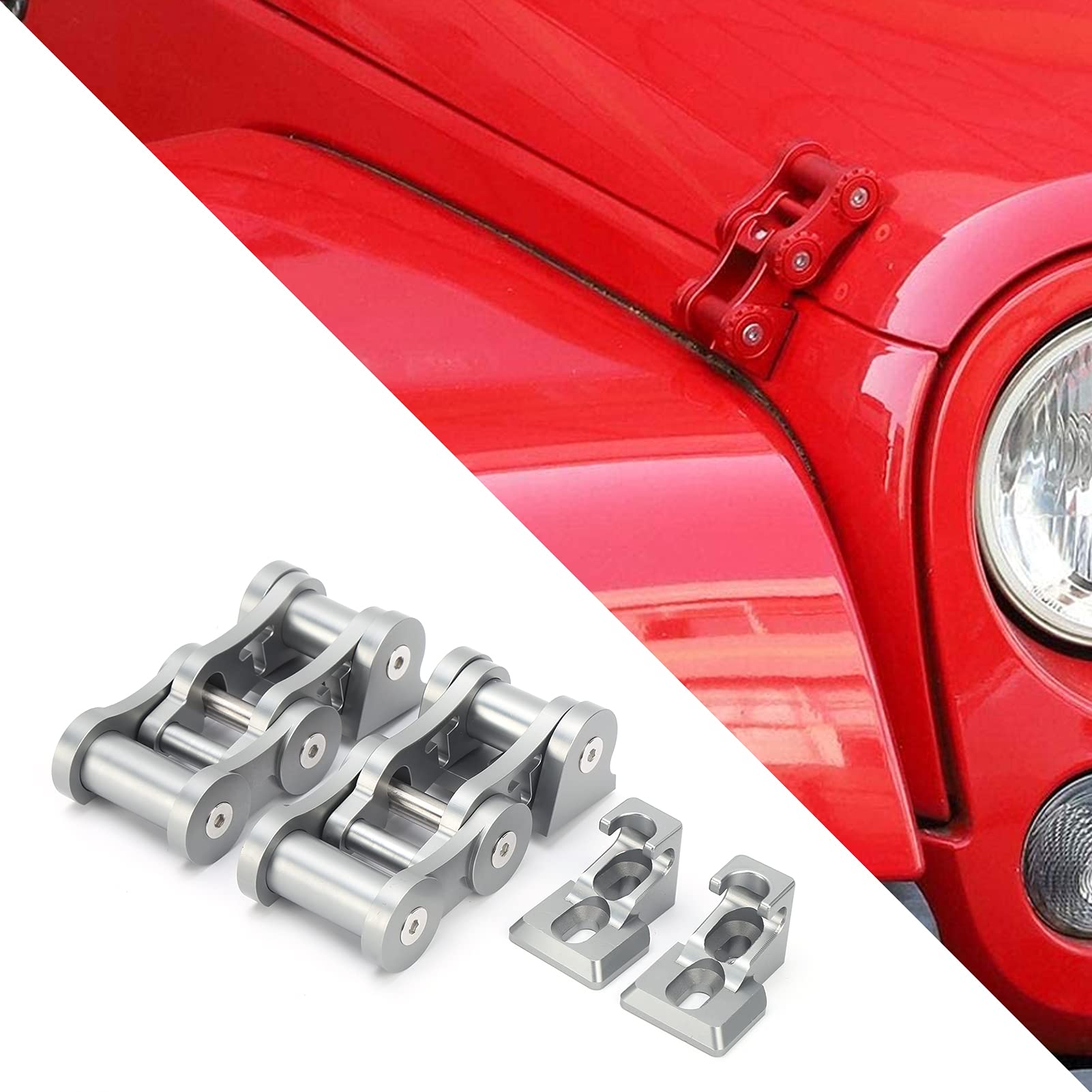 Cryfokt Zatrzaski Maski Trwały Aluminiowy Zatrzask Blokujący do Wranglera JK JKU 2007-2018 Zestaw 4 szt. w Stylu Terenowym (Kolor Ti)