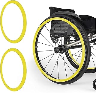 Empuñaduras de silicona antideslizantes para llantas de silla de ruedas de 24 pulgadas, color amarillo, 1 par