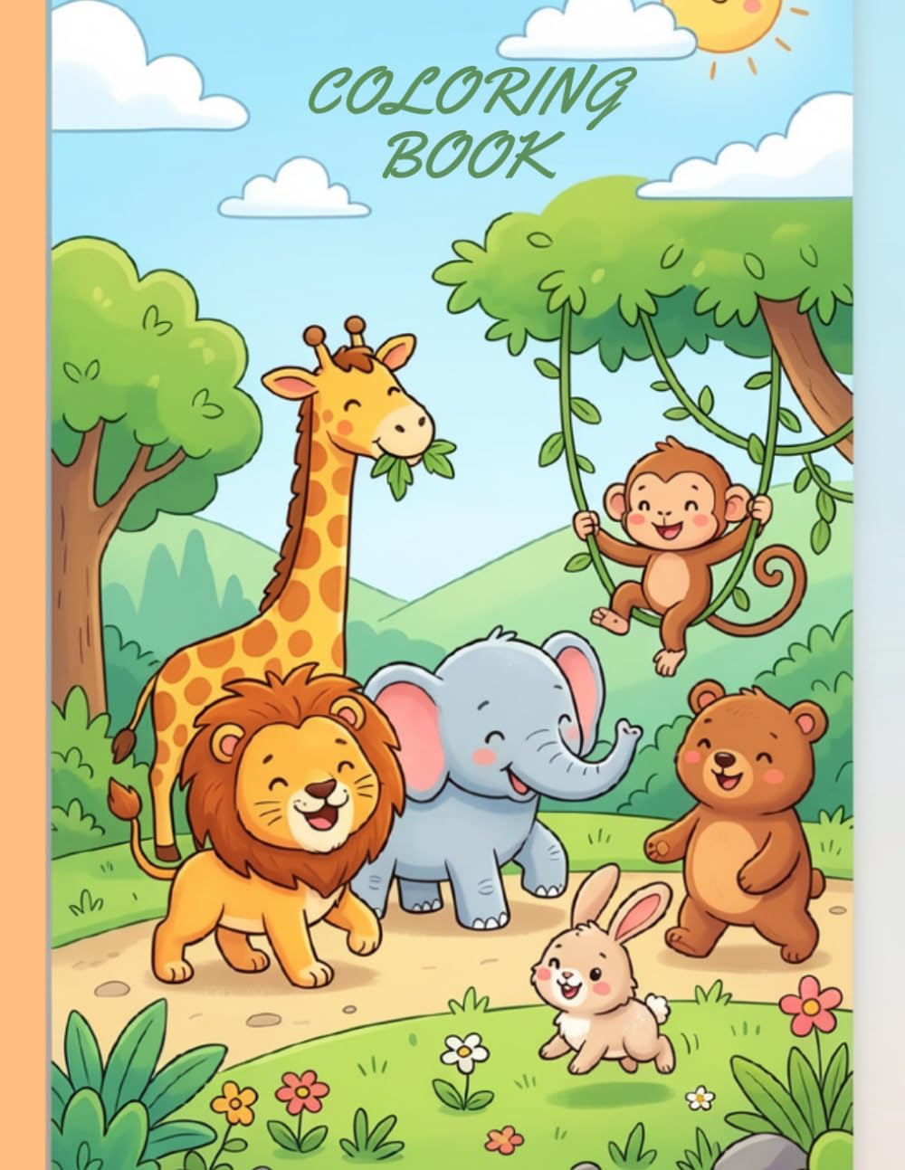 Fun Animal Adventures Coloring Book for Kids Ages 2-7: Easy and Cute Designs: Lions, Elephants, Dinosaurs, and More!