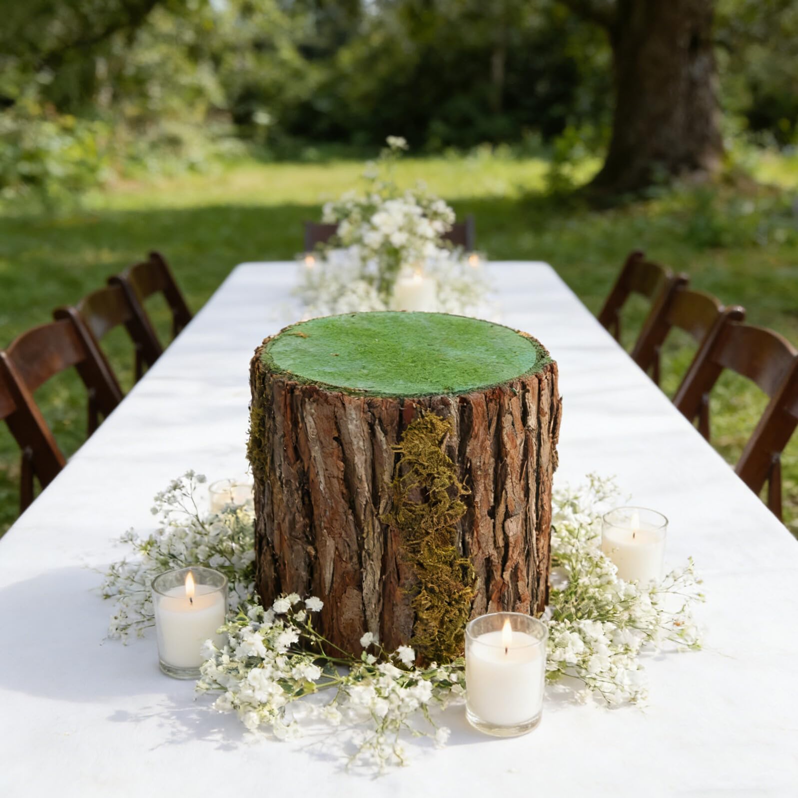 Künstlicher Baumstumpf mit Moos Rustikale Tischdekoration 20 X 15cm Hohl und Langlebig für Hochzeit und Fotorequisite