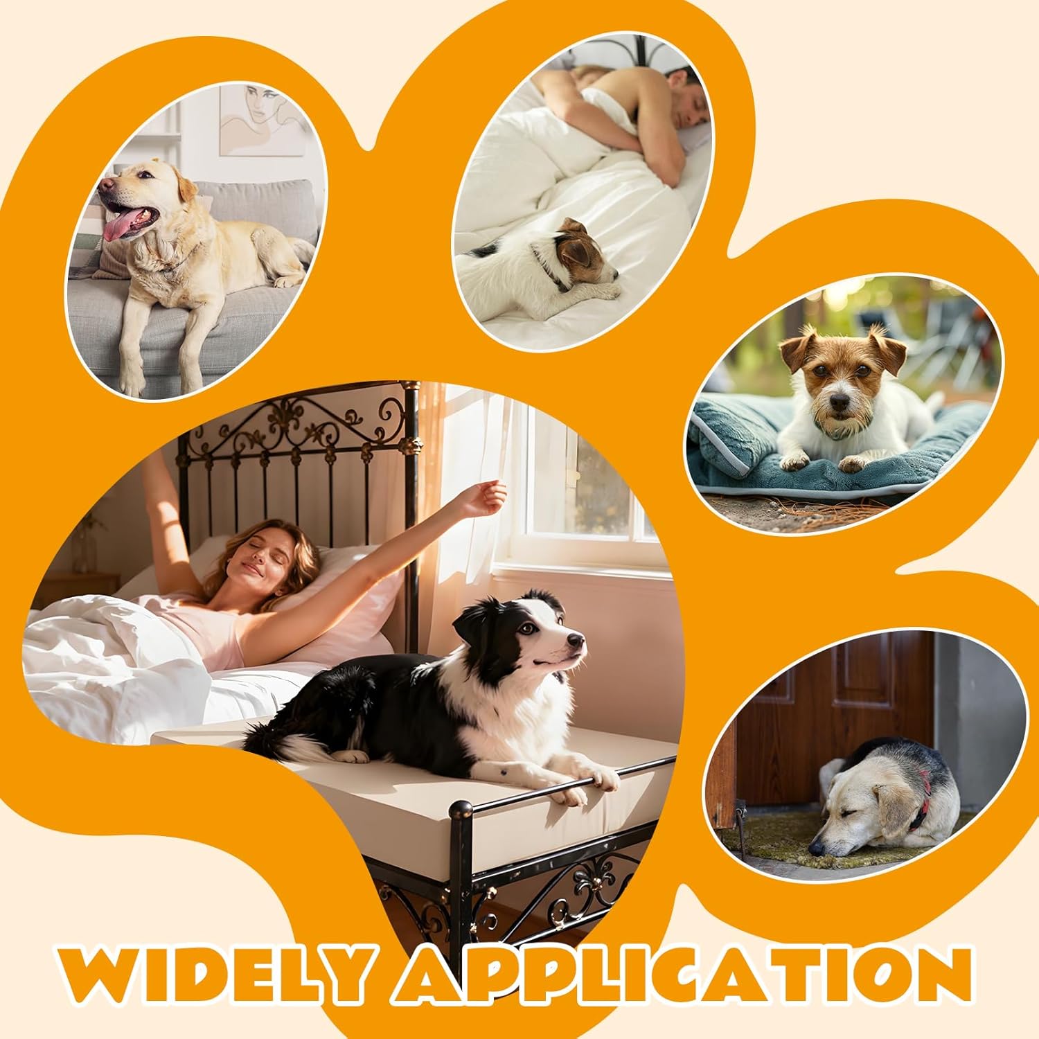 Dog Bed Extension for Human Bed, 8" Extra Thick Orthopedic Memory Foam Bedside Pet Mattress, Waterproof Removable Cover, Non-Slip Bottom, Joint Relief for Medium Large Dogs, Gray(No Frame)