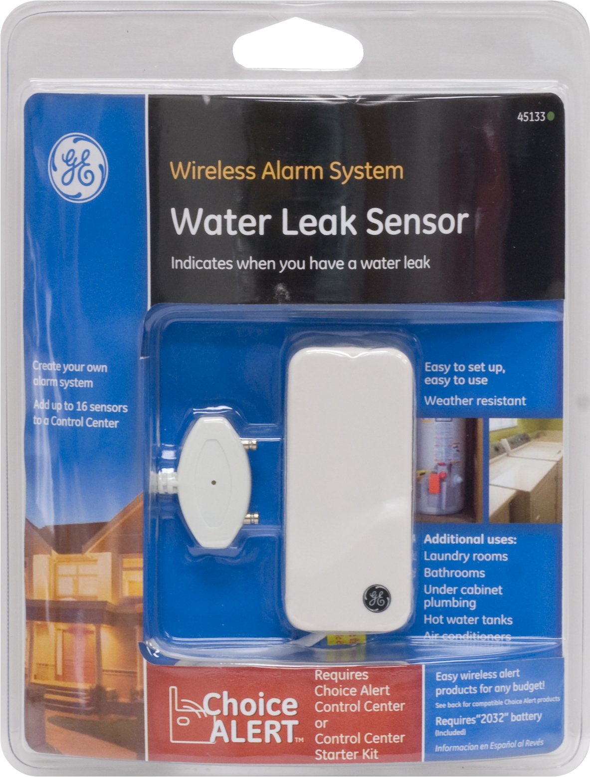 GE Choice Alert Wireless Alarm System Water Leak Sensor