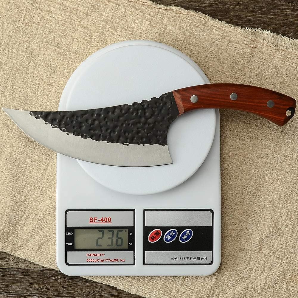 Meat Cleaver, Chef Serbian Boning Knife 6.5 inch Butcher Kitchen Knife Meat Cleaver Slaughter Cutting Cook Tool With Solid Wood Handle