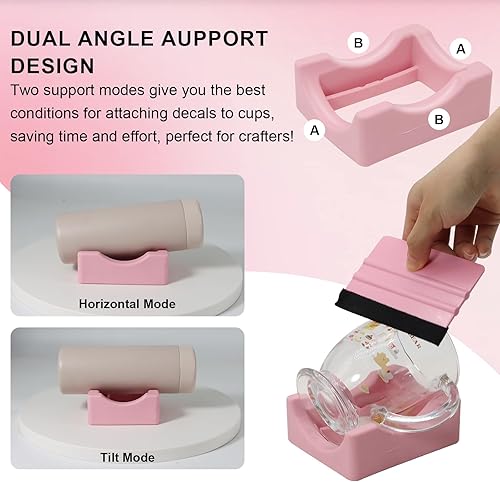 Miniatura 3 de Cuna de silicona para tazas con ranura incorporada, soporte antideslizante para vasos con escobilla de fieltro, uso para aplicar calcomanías UV DTF,