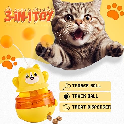 Miniatura 2 de Juguete interactivo para gatos con varita teaser, dispensador de golosinas para rompecabezas (no incluye golosinas), juguete de enriquecimiento para